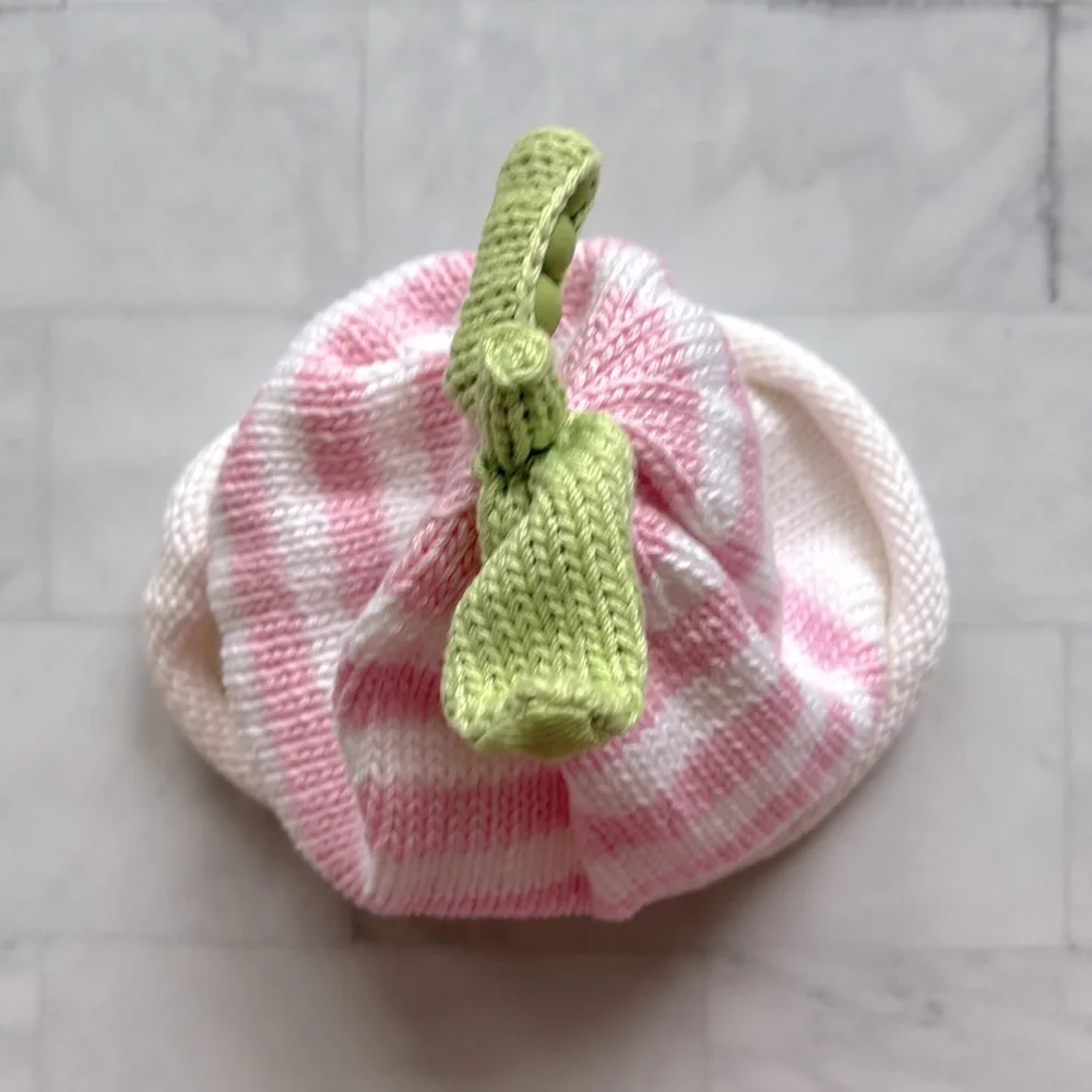 Margareta Horn Design Pink & White Striped Sweet Pea Knit Hat